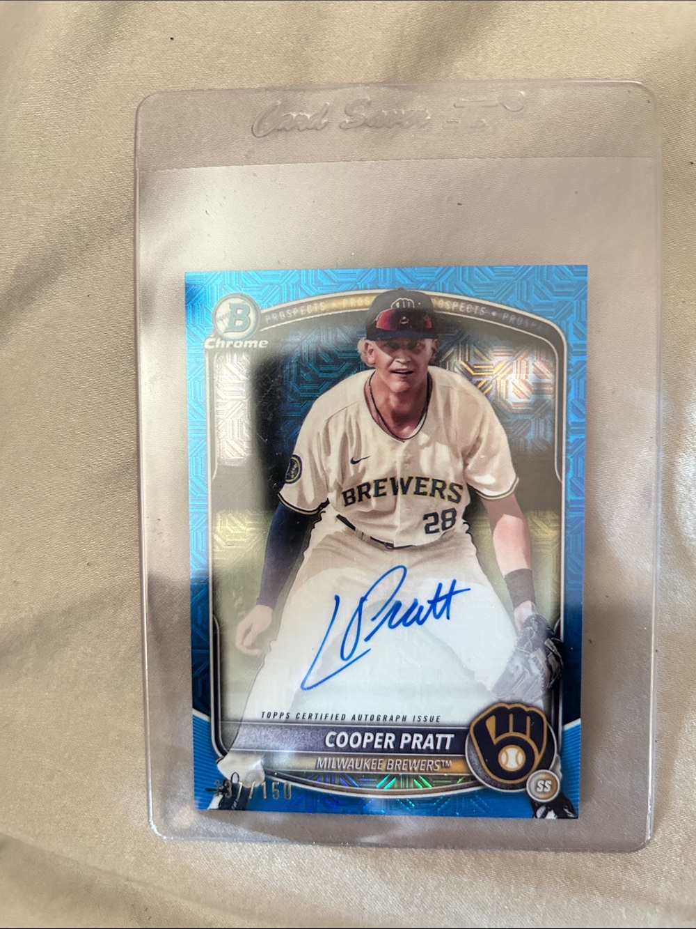 Topps Milwaukee Brewers Cooper Pratt Card - Gold and White signed 137/150